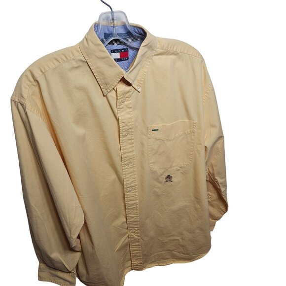 Tommy Hilfiger Mens Yellow Long-Sleeve Button-Down Shirt Size M 100% Cotton - Picture 1 of 8